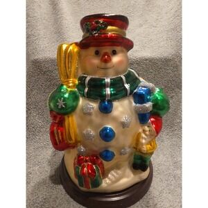 Vtg 2003 Thomas Pacconi Classics Large 9.5" Blown-Glass Snowman Christmas
